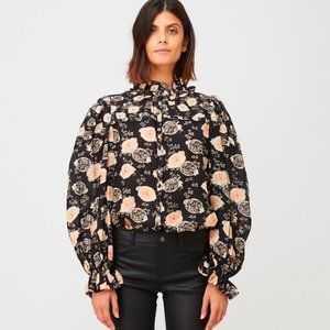 NEW Ulla Johnson Dionne Noir Floral Blouse 12